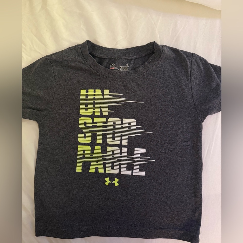 Under Armour Kids Charcoal Tee with Neon Yellow Graphic